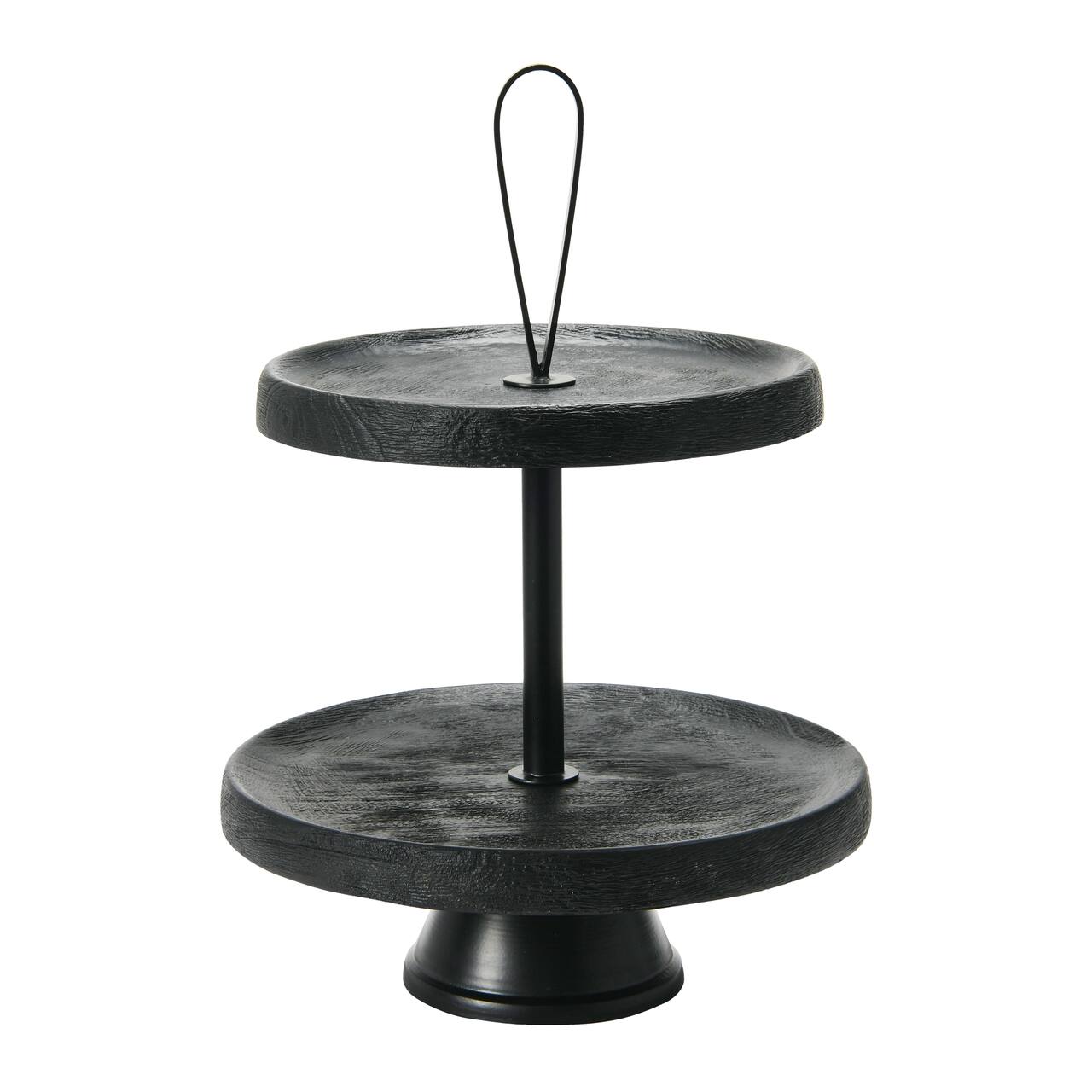Hello Honey® 14" Black Elegant Modern 2-Tiered Tray